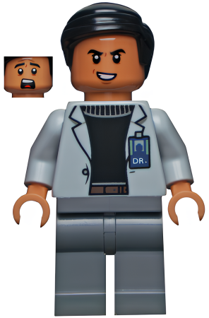 Минифигурка Lego Jurassic Dr. Henry Wu - Light Bluish Gray Jacket, Evil Smile / Scared jw068 U